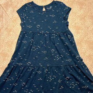 Little Co Organic Bird Print Tiered Dress Size 6